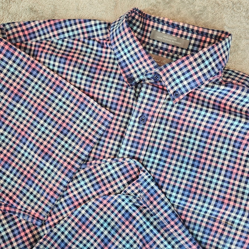 Daniel Cremieux Signature Collection Mens Large Short Sleeve Button Front Shirt